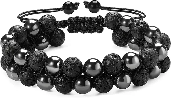 Hematite_Rock_Stone_Beads_Bracelet_8Mm_Double_Layer_Unisex_Adjustable_Bracelet