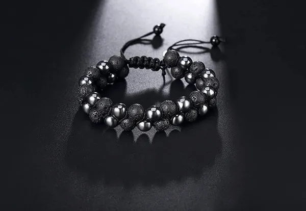 Hematite_Rock_Stone_Beads_Bracelet_8Mm_Double_Layer_Unisex_Adjustable_Bracelet