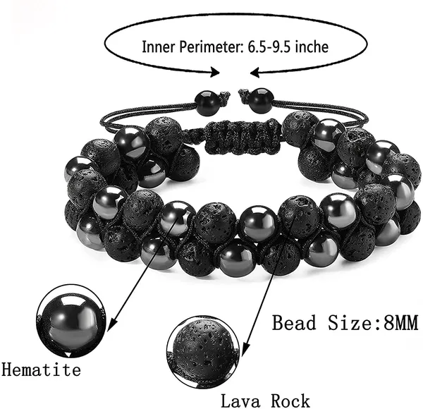 Hematite_Rock_Stone_Beads_Bracelet_8Mm_Double_Layer_Unisex_Adjustable_Bracelet