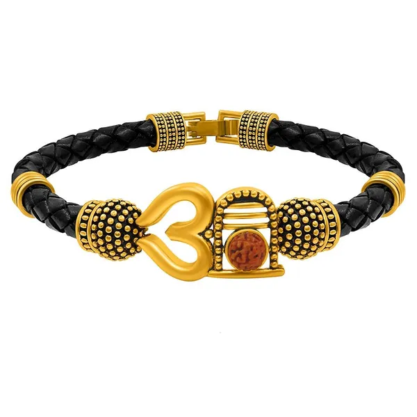 Gold_Rudraksha_Shivling_Aaa_Quality_Ethnic_Kada_Bracelet_For_Men_Boys