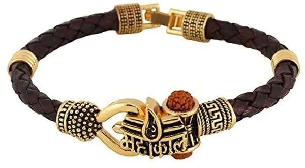 Mahakal_Rudraksha_Damroo_Leather_Premium_Designer_Bracelet