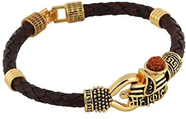 Mahakal_Rudraksha_Damroo_Leather_Premium_Designer_Bracelet