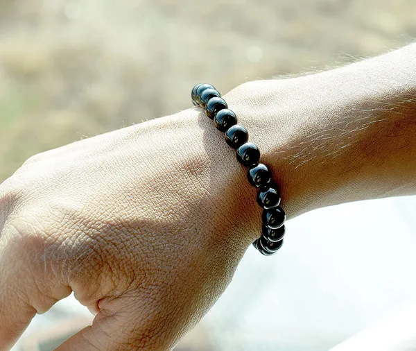 Men_S_And_Women_S_Tourmaline_8Mm_Beads_Size_Bracelet_Black