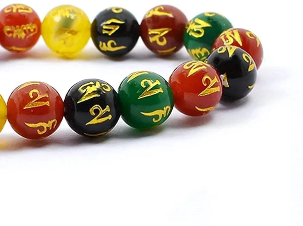 Om_Mani_Padme_Hum_Carved_Agate_Elastic_8_Mm_Bracelet_Gemstone_Beads_Stone_Multicolour