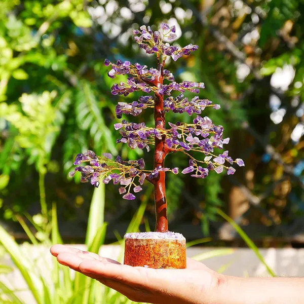 300_Stones_Beautiful_Natural_Amethyst_Vastu_Stone_Tree_With_Golden_Strings_Blue_Height_10_Inches