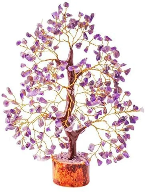 300_Stones_Beautiful_Natural_Amethyst_Vastu_Stone_Tree_With_Golden_Strings_Blue_Height_10_Inches