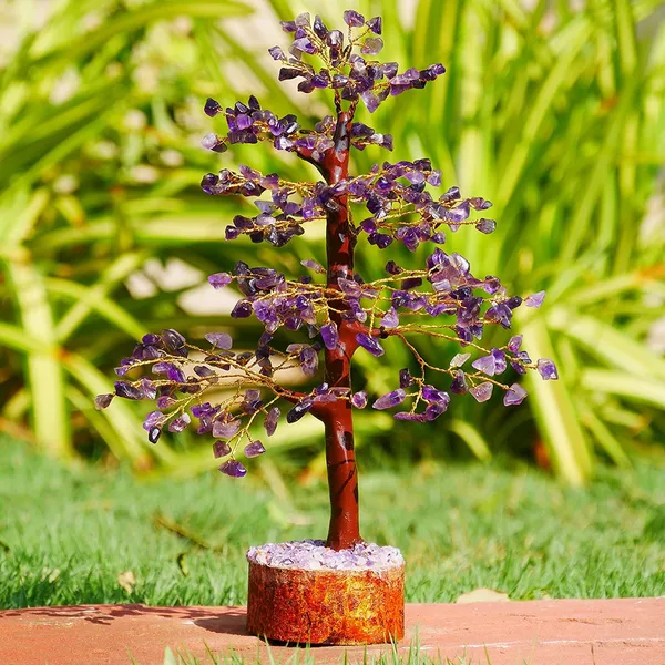300_Stones_Beautiful_Natural_Amethyst_Vastu_Stone_Tree_With_Golden_Strings_Blue_Height_10_Inches