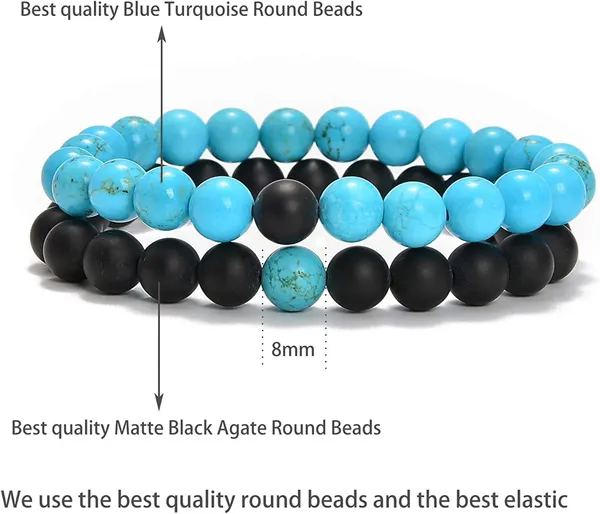 Natural_Black_Agate_Blue_Turquoise_2Pcs_His_Hers_Couple_Bracelets