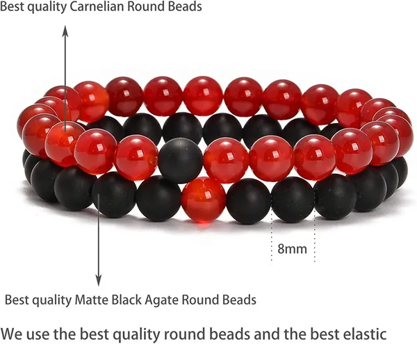Natural_Carnelian_And_Black_Matt_2Pcs_His_Hers_Couple_Bracelets