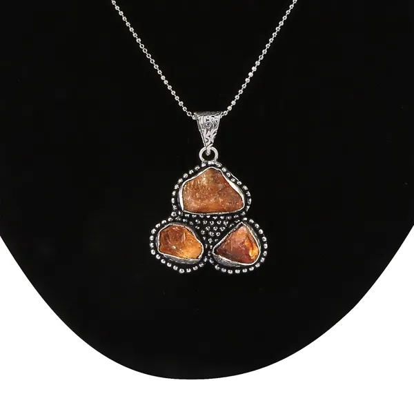 Natural_Citrine_Triple_Stone_Pendant_Unisex_Pendant_925_Solid_Sterling_Silver