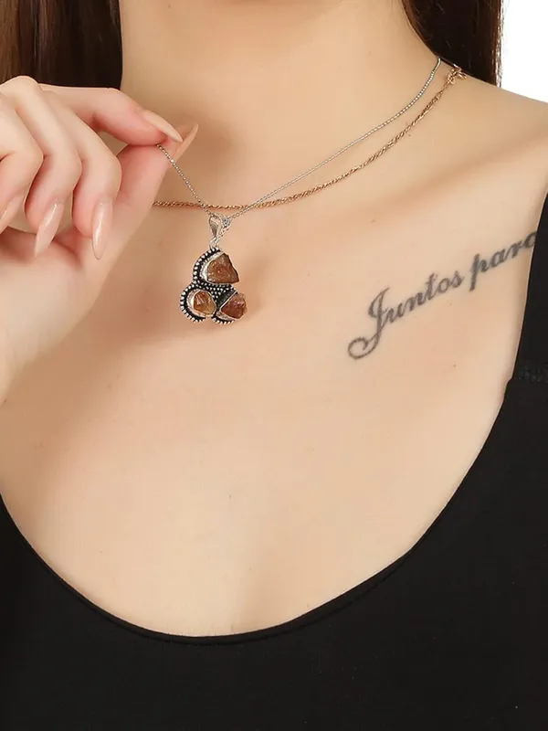 Natural_Citrine_Triple_Stone_Pendant_Unisex_Pendant_925_Solid_Sterling_Silver