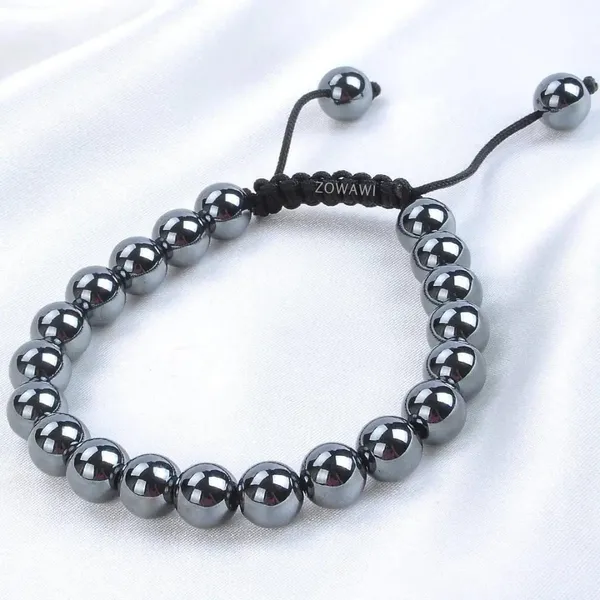 Natural_Energized_Hematite_Unisex_Adjustable_Bracelet_8Mm_Beads_Size