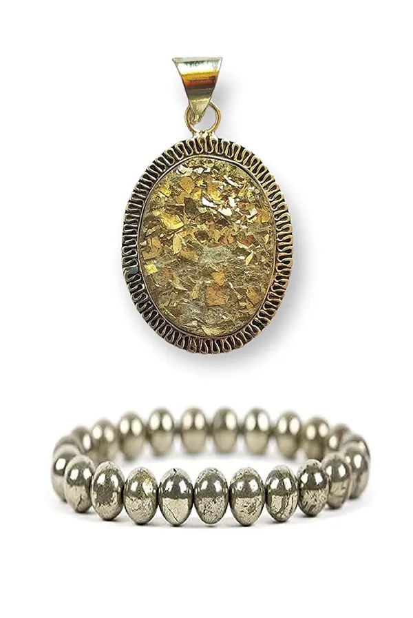 Natural_Pyrite_Pendant_And_Pyrite_Earrings_With_Pyrite_Bracelet_For_Men_And_Women_Attract_Wealth_And_Prosperity