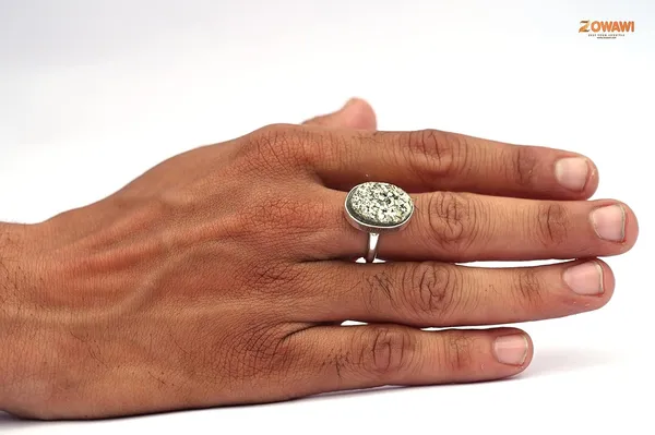 Genuine_Pyrite_Druzy_925_Hallmark_Solid_Pure_Silver_Adjustable_Ring_Unisex_Ring