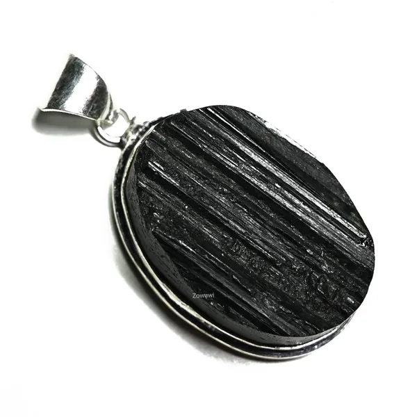 Natural_Black_Tourmaline_Oval_Pendant_Aaa_Quality_Unisex_Black_Tourmaline_Pendant_In_German_Silver