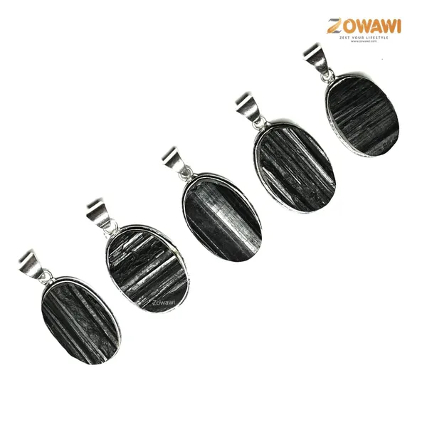 Natural_Black_Tourmaline_Oval_Pendant_Aaa_Quality_Unisex_Black_Tourmaline_Pendant_In_German_Silver