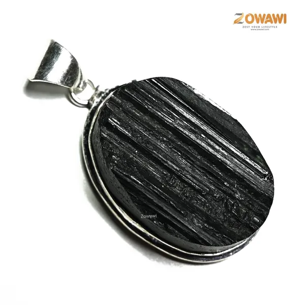 Natural_Black_Tourmaline_Oval_Pendant_Aaa_Quality_Unisex_Black_Tourmaline_Pendant_In_German_Silver