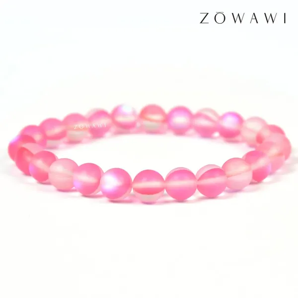 Pink_Aura_Quartz_Bracelet_8Mm_Beads_Size_Unisex_Bracelet