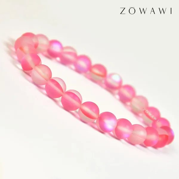Pink_Aura_Quartz_Bracelet_8Mm_Beads_Size_Unisex_Bracelet
