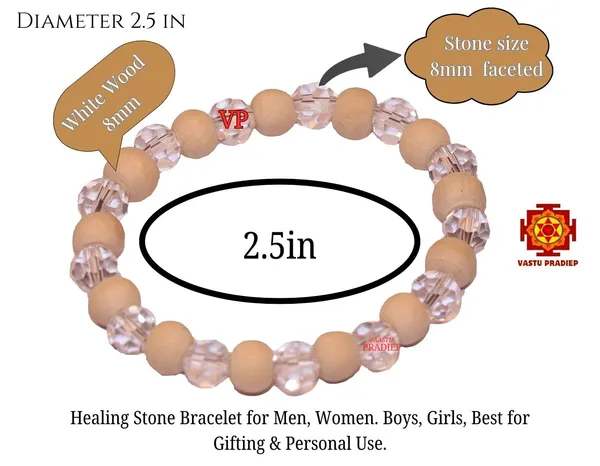 Unisex_Adult_White_Wood_And_Clear_Crystal_Diamond_Cut_Quartz_Sphatik_Bracelet_For_Healing_Meditation_Semi_Precious_Gemstone_Bracelet