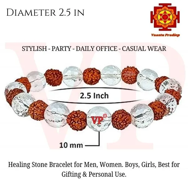 Natural_Rudraksha_With_Clear_Quartz_Sphatik_Bracelet_Diamond_Cut_10Mm_Beads_Charged_By_Reiki_Grand_Master_Vastu_Expert