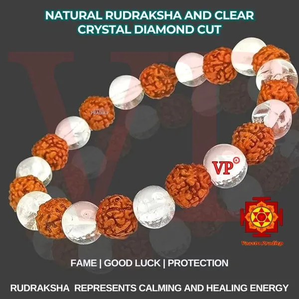 Natural_Rudraksha_With_Clear_Quartz_Sphatik_Bracelet_Diamond_Cut_10Mm_Beads_Charged_By_Reiki_Grand_Master_Vastu_Expert