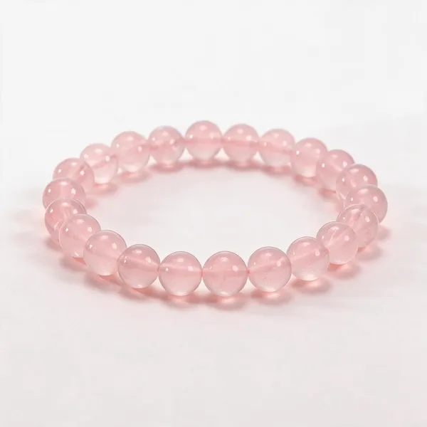 Unisex_Pink_Rose_Natural_Stone_Quartz_8_Mm_Bead_Crystal_Bracelet_Pink
