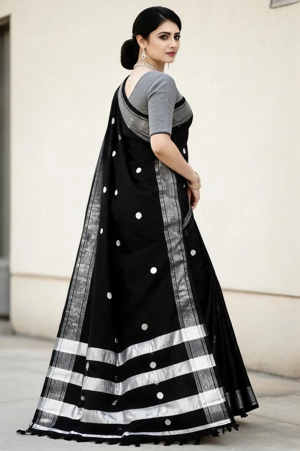 Black_Cotton_Blend_Polka_Dot_Saree_For_Women