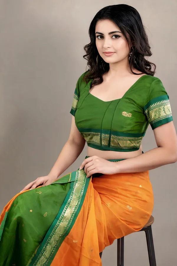 Green_Cotton_Blend_Woven_Ethnic_Blouse_For_Women