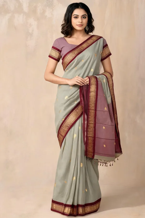 Grey_And_Mauve_Cotton_Woven_Traditional_Saree_For_Women