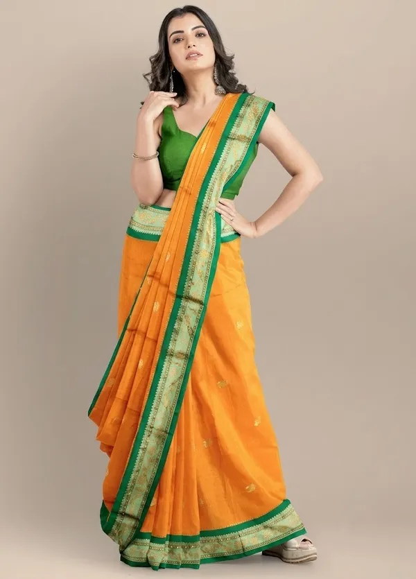 Green_Cotton_Blend_Woven_Ethnic_Blouse_For_Women