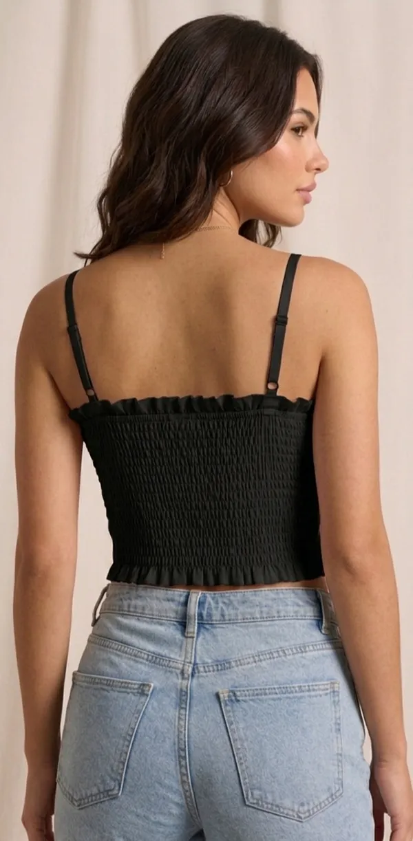 Black_Jersey_Knit_Sweetheart_Rosette_Crop_Top_For_Women