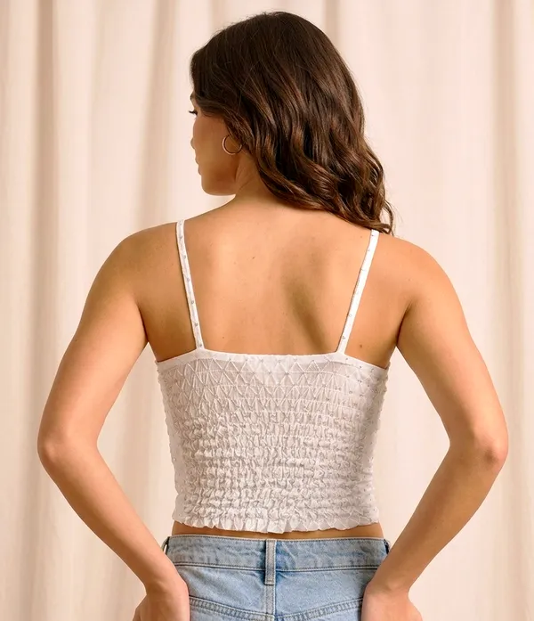 White_Stretch_Mesh_Rhinestone_Halter_Neck_Crop_Top_For_Women