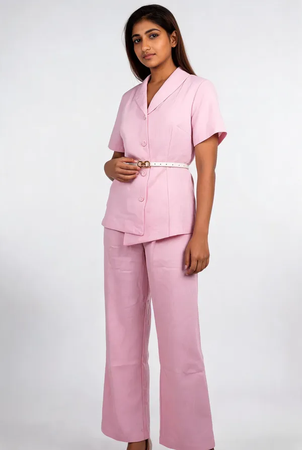 Pink_Poplin_Blazer_Style_Co-Ord_Set_For_Women