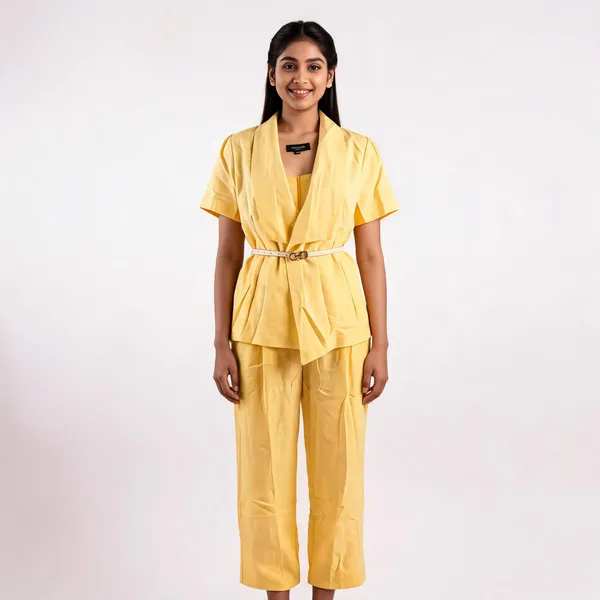 Yellow_Poplin_Belted_Co-Ord_Set_For_Women