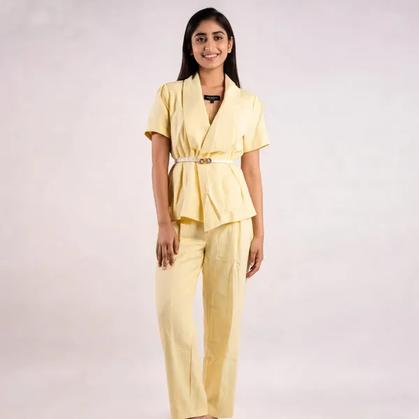 Yellow_Poplin_Belted_Co-Ord_Set_For_Women