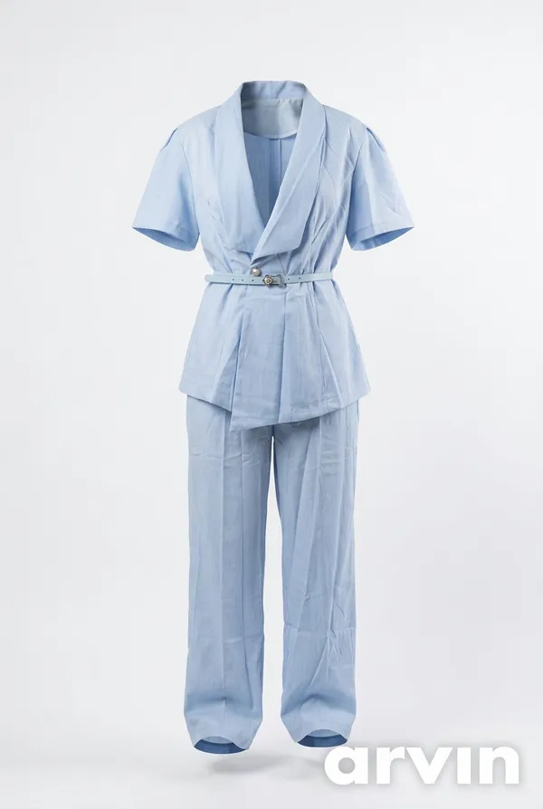 Ice_Blue_Poplin_Tailored_Two-Piece_Co-Ord_Set_For_Women