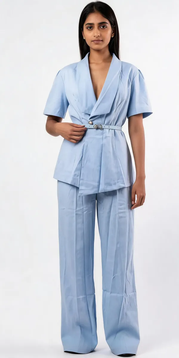 Ice_Blue_Poplin_Tailored_Two-Piece_Co-Ord_Set_For_Women