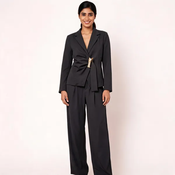 Black_Poly-Viscose_Tailored_Blazer_Co-Ord_Set_For_Women