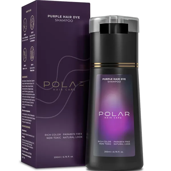 POLAR_HAIR_CARE_-_Purple_Hair_Dye_Shampoo_for_Gray_Hair_for_Women_&_Men_-_Natural_Semi_Permanent_Vegan_Hair_Color_Shampoo_-_Ammonia-Free_Hair_Shampoo_for_Woman_-_3-in-1_Gray_Coverage_200ml