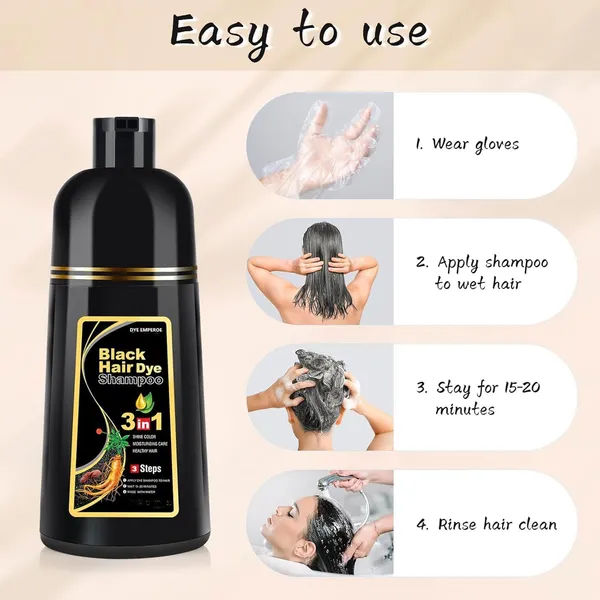 3_in_1_Dye_Emperor_Black_Hair_Dye_Shampoo_for_Gray_Hair,_Semi-Permanent_Hair_Color_Shampoo_for_Women_and_Men,_Days/180ml/Natural_herbal_Ingredients