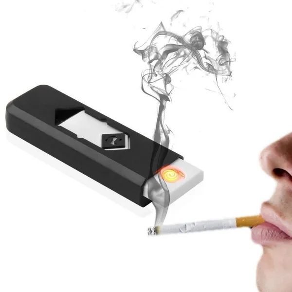 DYE_EMPEROR_USB_Lighter_Electronic_USB_Windproof_Rechargeable_Cigarette_Lighter_(Black/White)_-_Pack_of_2