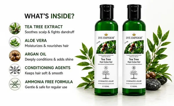DYE_EMPEROR_Tea_Tree_Hair_Color_Gel_for_Men_&_Women_|_Long_Lasting_Grey_Hair_Coverage_|_Ammonia_Free_Hair_Dye_|_Natural_Black_Hair_Color_|_100ml_+_100ml_(Pack_of_2)
