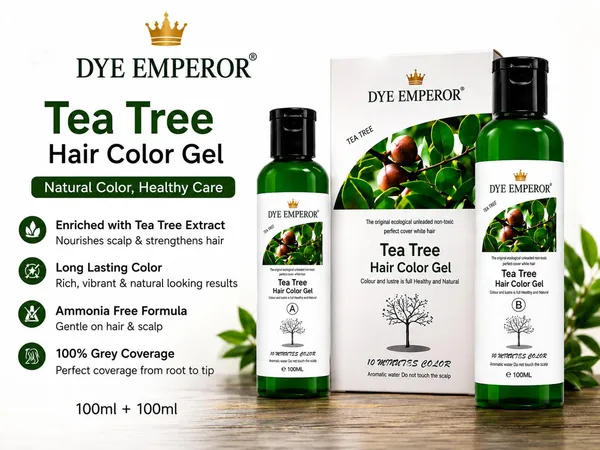 DYE_EMPEROR_Tea_Tree_Hair_Color_Gel_for_Men_&_Women_|_Long_Lasting_Grey_Hair_Coverage_|_Ammonia_Free_Hair_Dye_|_Natural_Black_Hair_Color_|_100ml_+_100ml_(Pack_of_2)