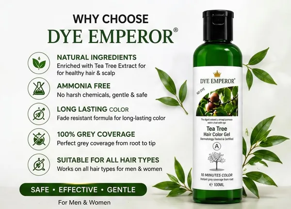 DYE_EMPEROR_Tea_Tree_Hair_Color_Gel_for_Men_&_Women_|_Long_Lasting_Grey_Hair_Coverage_|_Ammonia_Free_Hair_Dye_|_Natural_Black_Hair_Color_|_100ml_+_100ml_(Pack_of_2)