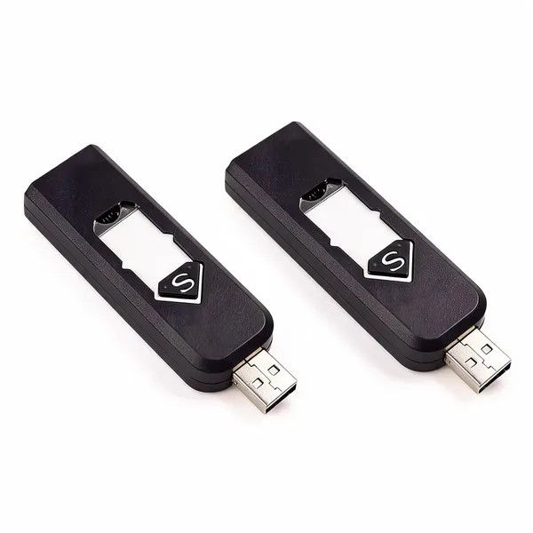 DYE_EMPEROR_USB_Lighter_Electronic_USB_Windproof_Rechargeable_Cigarette_Lighter_(Black/White)_-_Pack_of_2