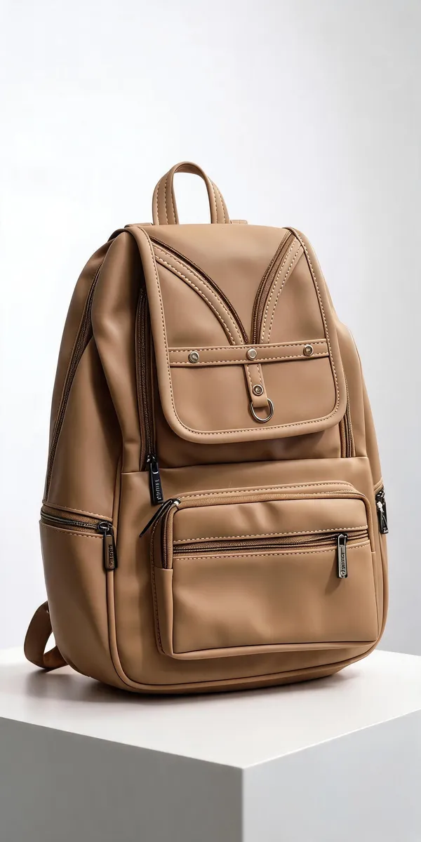 Tan_Faux_Leather_Casual_Backpack_for_Women