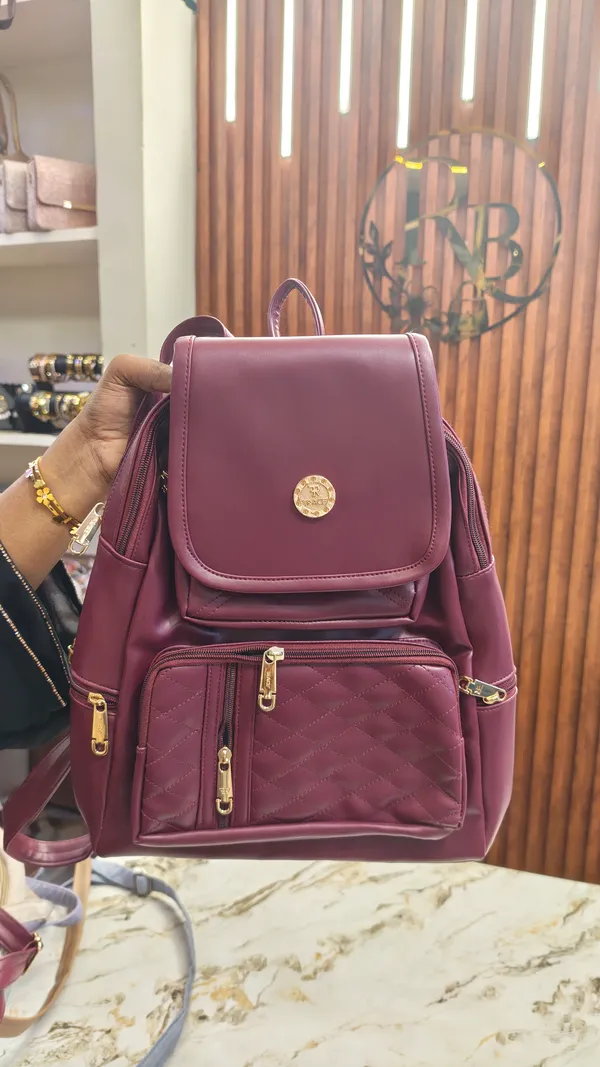 Maroon_Leather_Look_Multi_Pocket_Backpack_for_Women