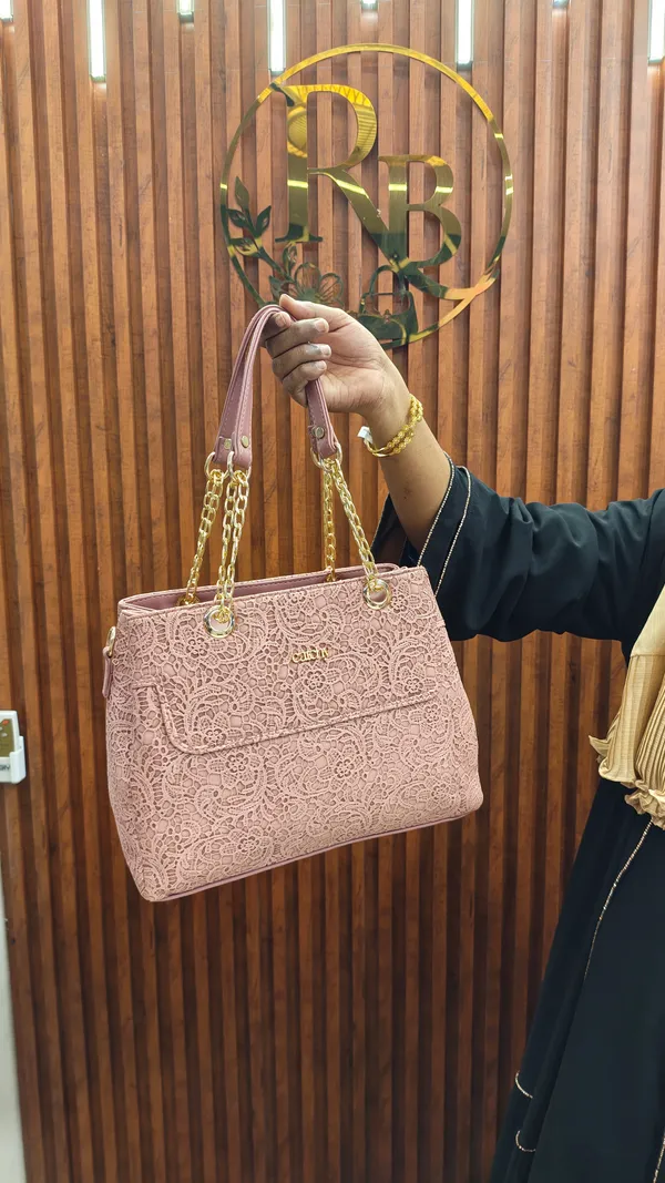 Pink_Textured_Chain_Handle_Tote_Handbag_for_Women