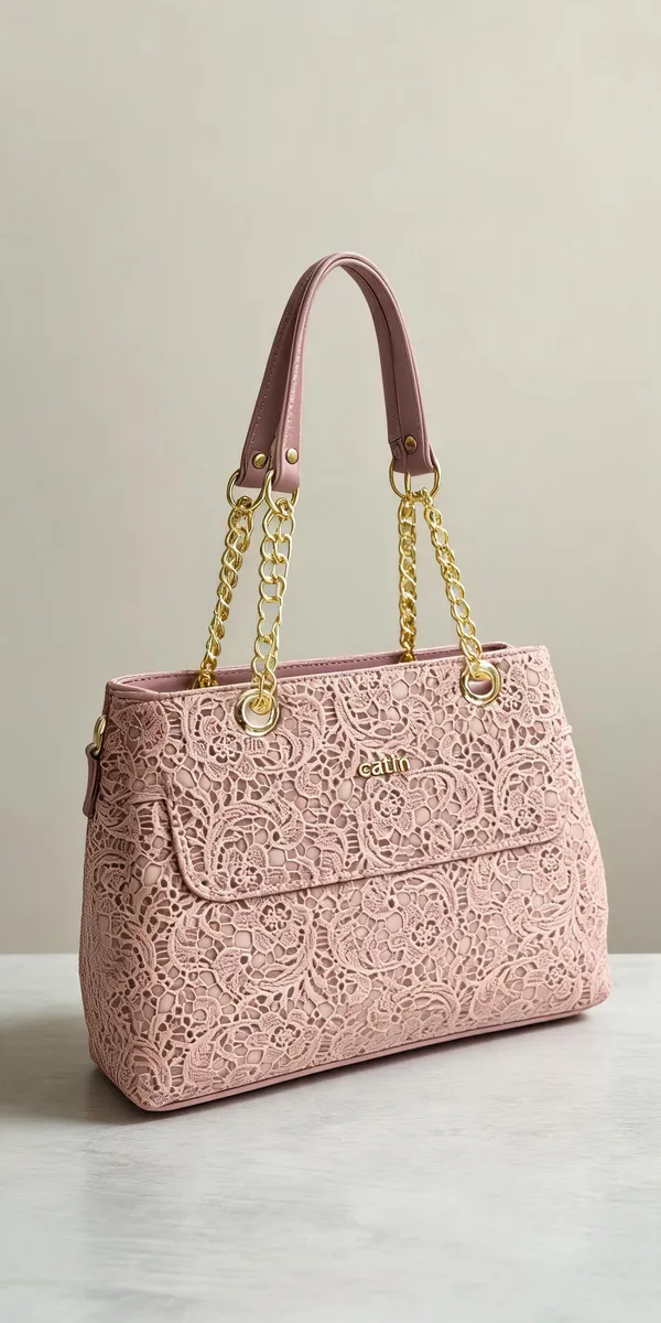 Pink_Textured_Chain_Handle_Tote_Handbag_for_Women